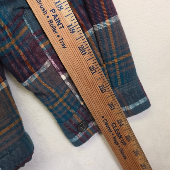 Rustic Ridge Sherpa Lined Flannel Shirt Womens L Blue Plaid Cozy Button Shacket - Picture 5 of 16